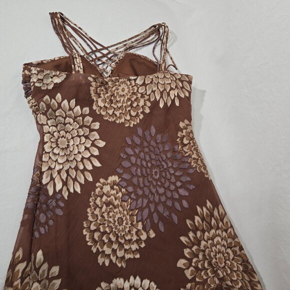 Vintage S.L.Fashions Y2K Steampunk Whimsigoth BROWN Babydoll Midi Dress Size 12. - Picture 11 of 17